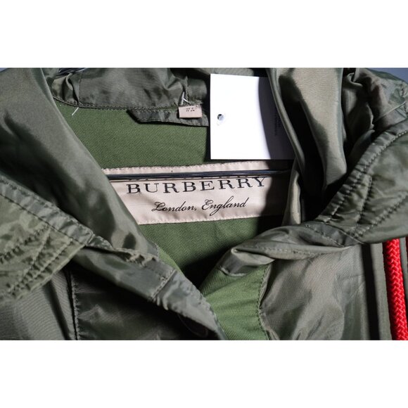 Burberry Nylon Hooded Mod Coat Parka Jacket Olive Green Size 0 - Picture 2 of 4